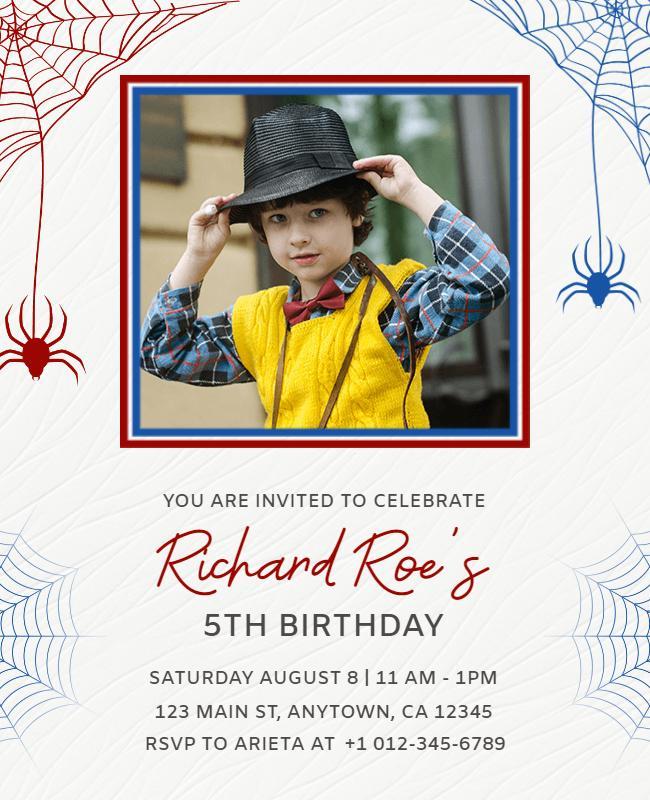 Childrens Spider Theme Birthday Invitation Flyer Template