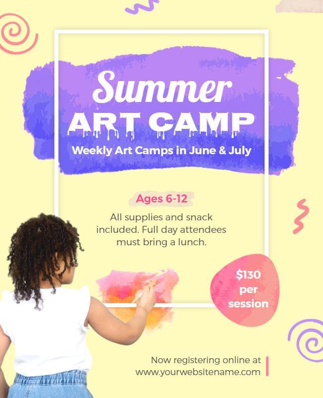 Childrens Summer Art Camp Promotion Flyer Template