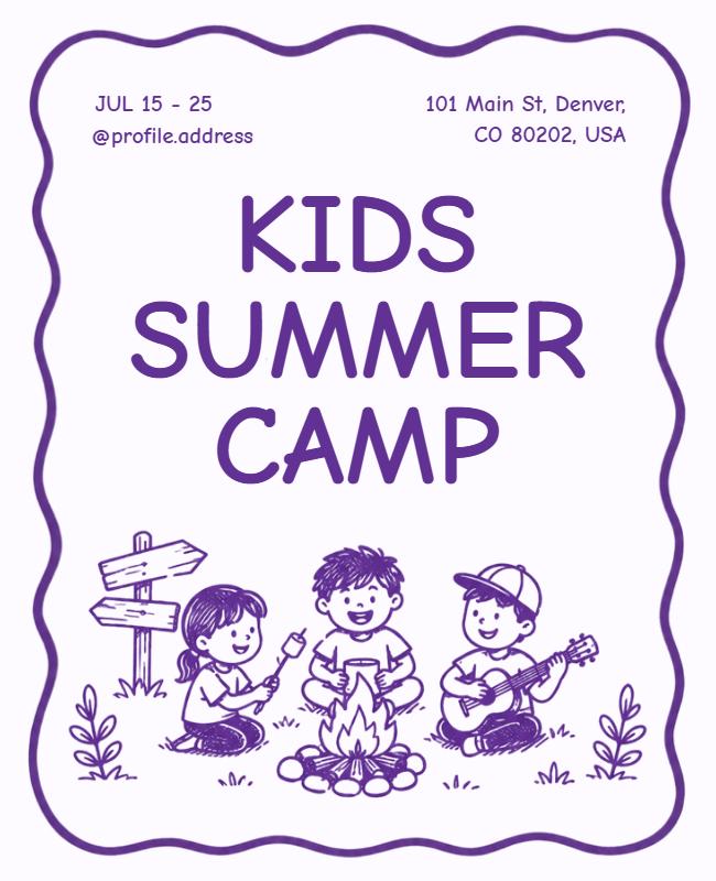 Children's Summer Campfire Activities Poster Template