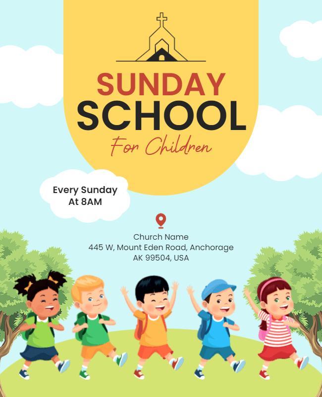 Childrens Sunday School Church Flyer Template