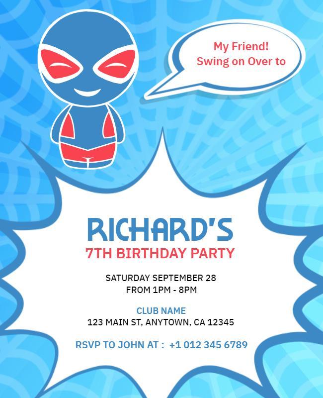 Childrens Superhero Birthday Party Flyer Template