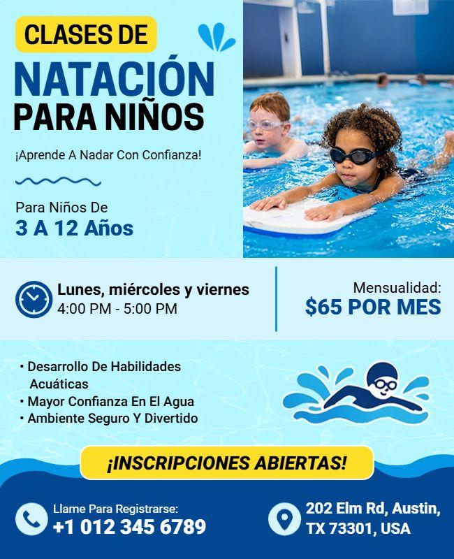 Children's Swimming Classes Promotional Flyer Template