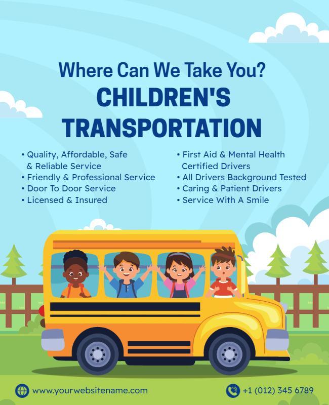 Childrens Transportation Services Promotional Flyer Template