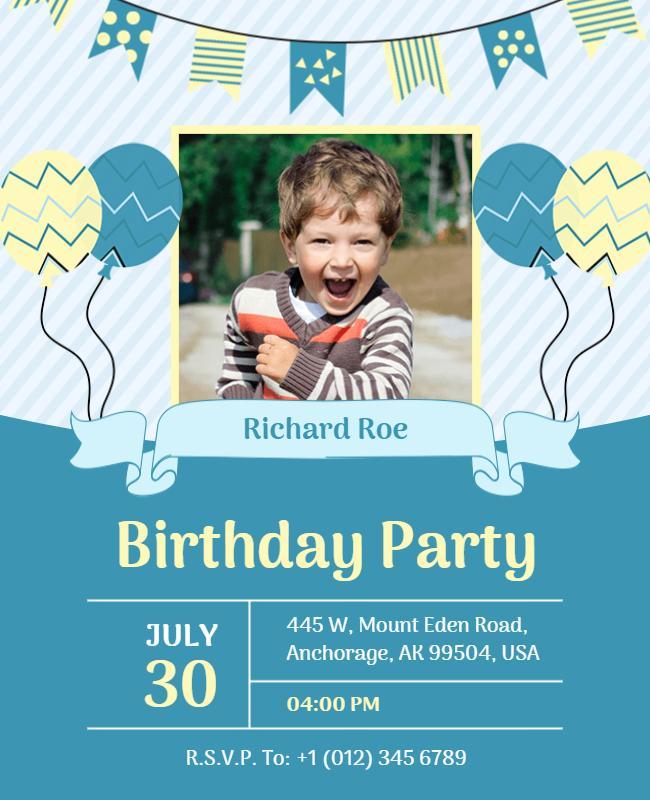 Childs Birthday Party Invitation Flyer Template