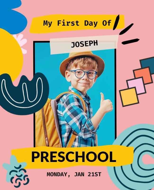 Childs First Day Of Preschool Celebration Flyer Template