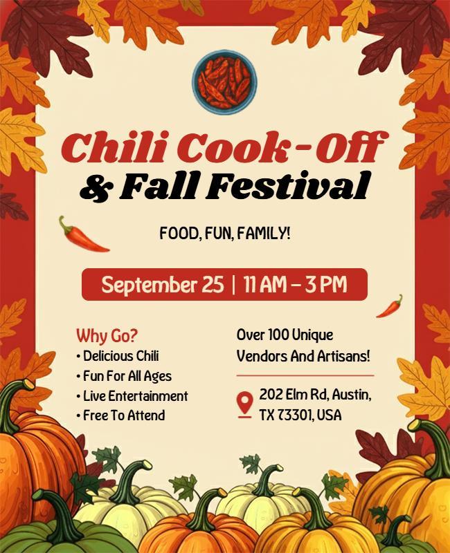 Chili Cook-Off and Fall Festival Celebration Flyer Template