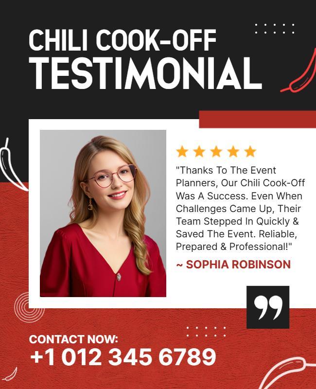 Chili Cook-Off Event Testimonial Flyer Template