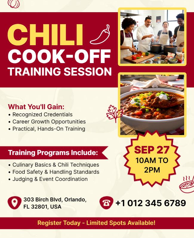 Chili Cook-Off Training Session Flyer Template