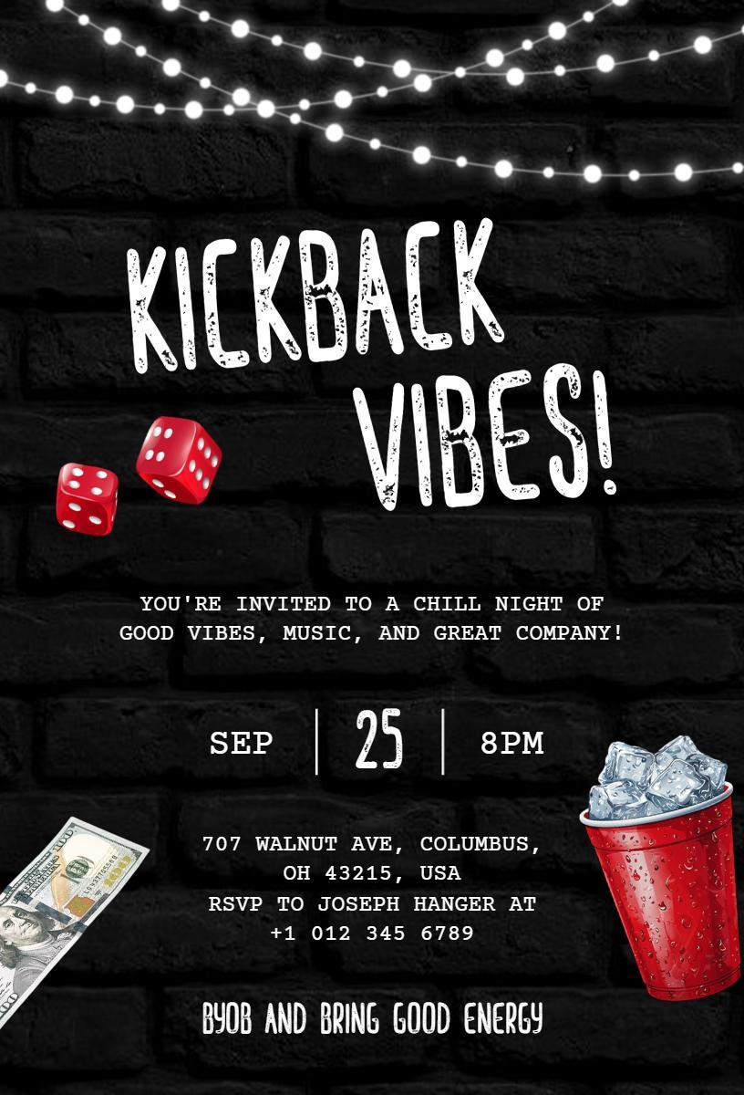 Chill Kickback Vibes Night Social Gathering Party Invitation Template