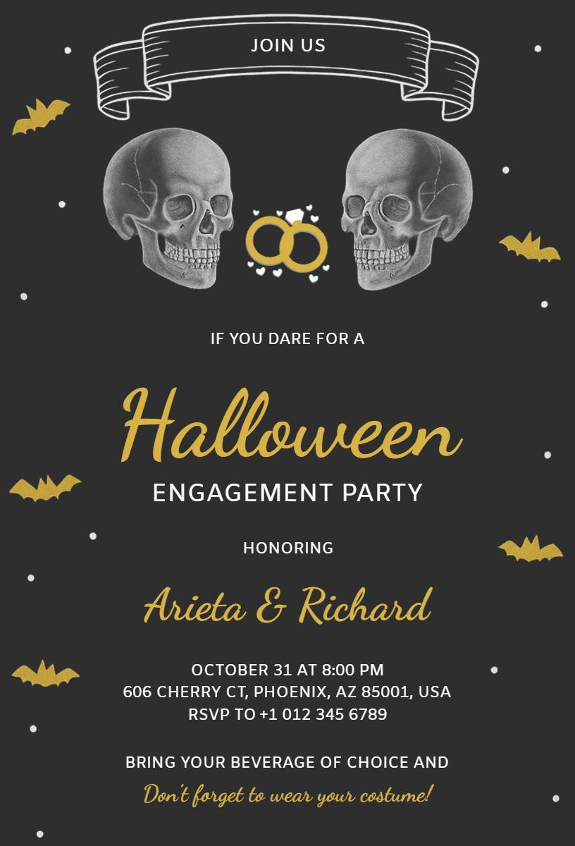 Chilling Halloween Engagement Party Celebration Invitation Template