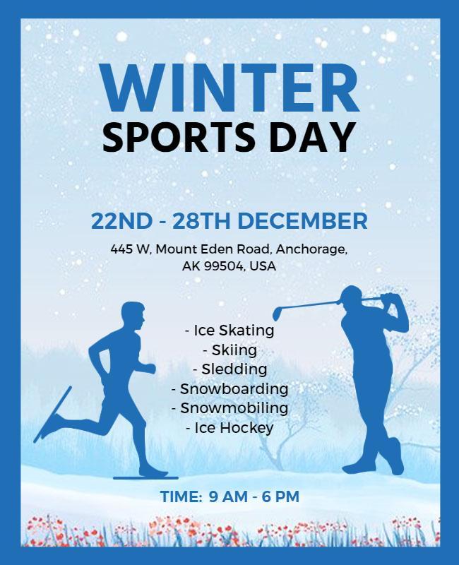 Chilly Blue Winter Sports Day Event Poster Template