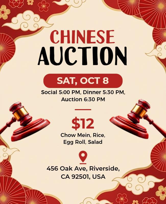 Chinese Auction Event Flyer Template