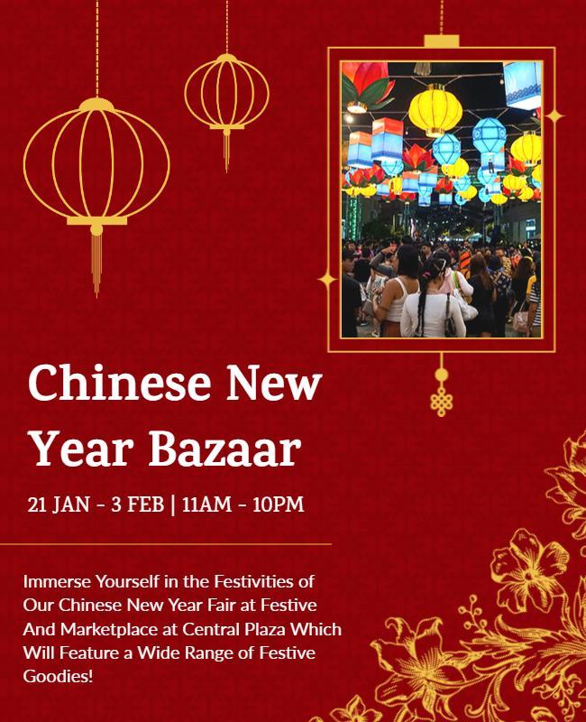 Chinese New Year Bazaar Celebration Flyer Template