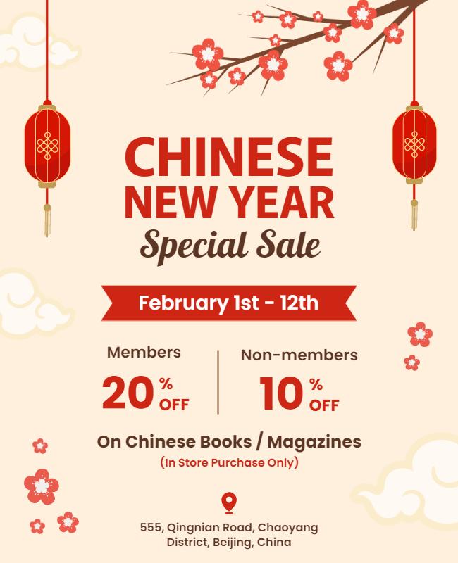 Chinese New Year Book Sale Flyer Template