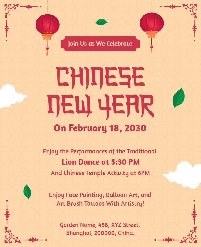 Vibrant Lantern Decorated Chinese New Year Festivities Flyer Template