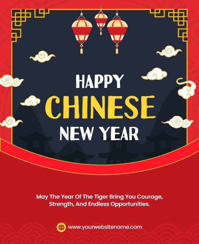 Festive Red Chinese New Year Celebration Flyer Template