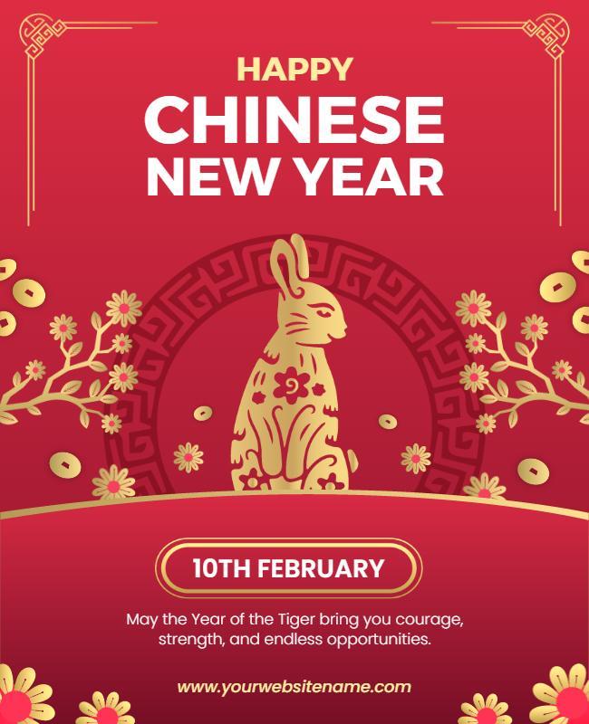 Vibrant Red Chinese New Year Celebration Flyer Template