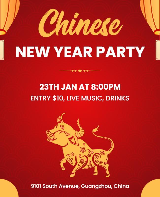 Chinese New Year Celebration Party Flyer Template