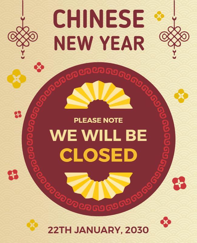 Chinese New Year Closure Announcement Flyer Template