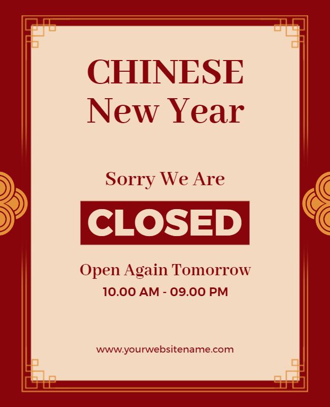 Chinese New Year Closure Notice Flyer Template