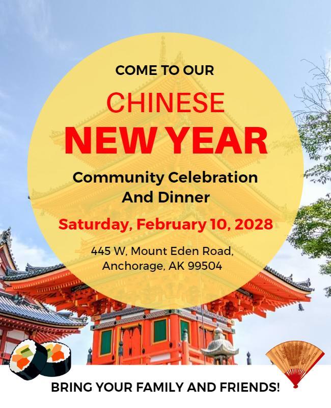 Chinese New Year Community Celebration Flyer Template