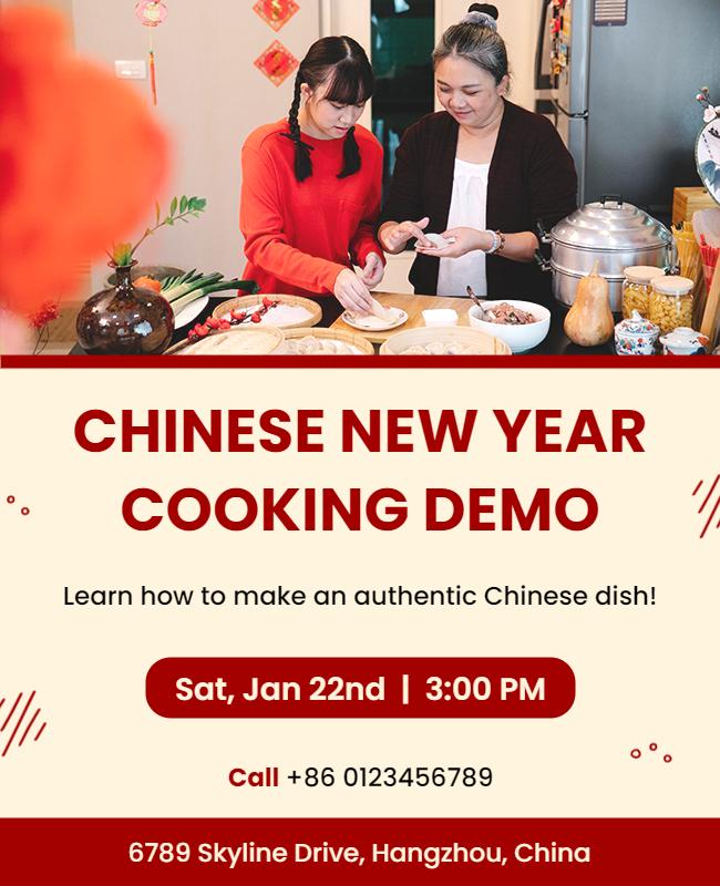 Chinese New Year Cooking Demonstration Flyer Template