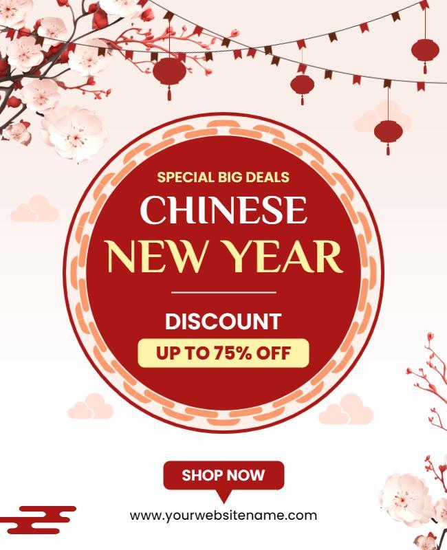 Chinese New Year Discount Celebration Flyer Template