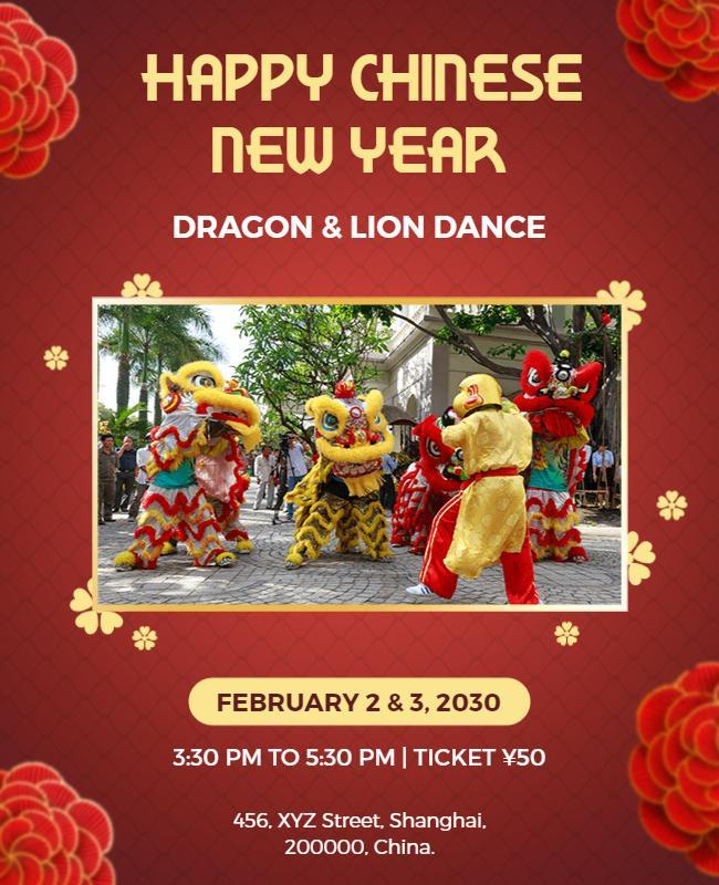 Chinese New Year Dragon Dance Flyer Template