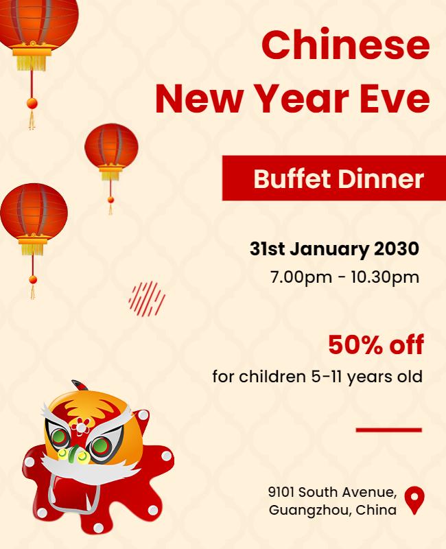 Chinese New Year Eve Buffet Dinner Flyer Template