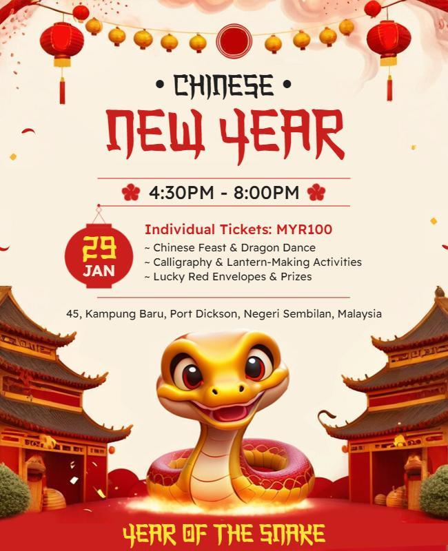 Chinese New Year Event with Snake Theme Flyer Template