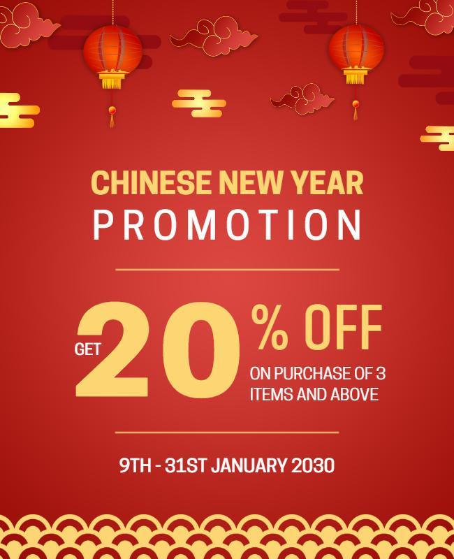 Chinese New Year Promotional Discount Flyer Template