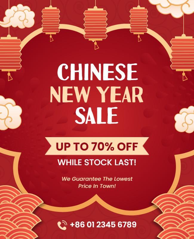 Chinese New Year Sale Promotional Flyer Template