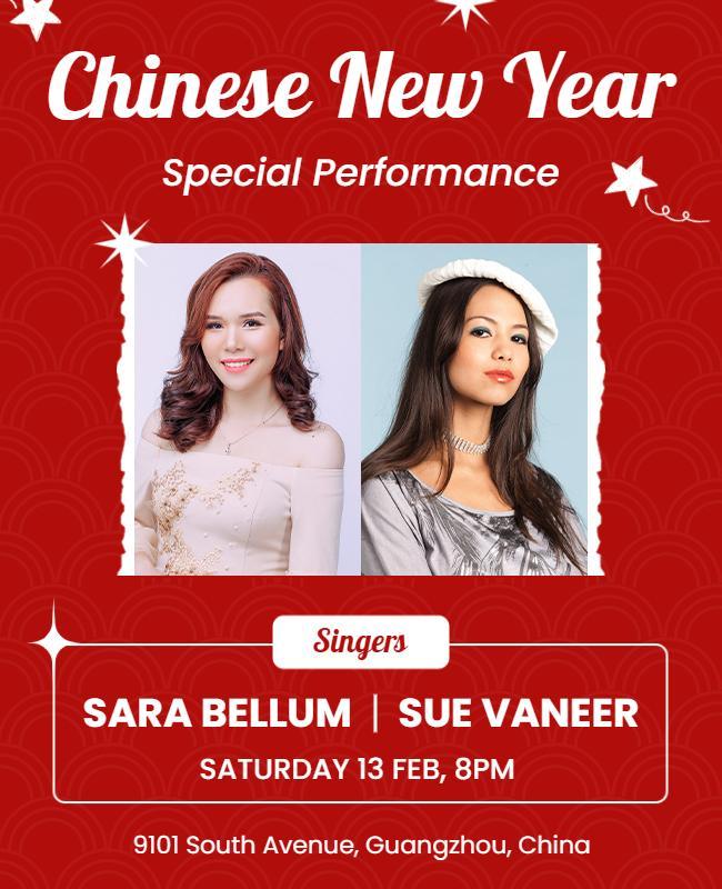 Chinese New Year Special Performance Flyer Template