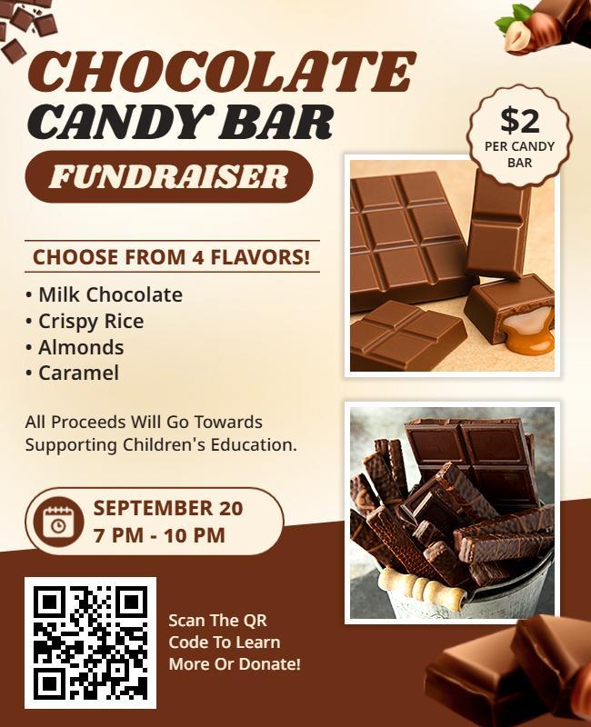 Chocolate Candy Bar Fundraiser Event Flyer Template