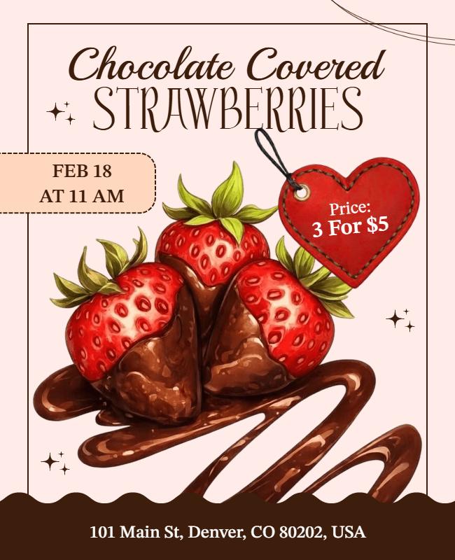 Chocolate Covered Strawberries Promotion Poster Template