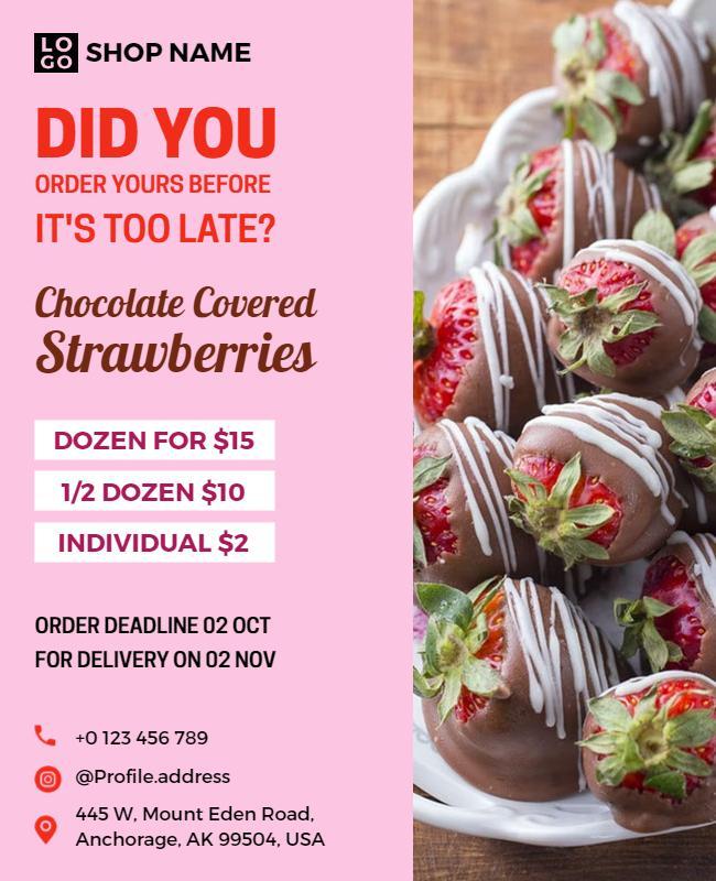 Chocolate Covered Strawberries Sale Flyer Template