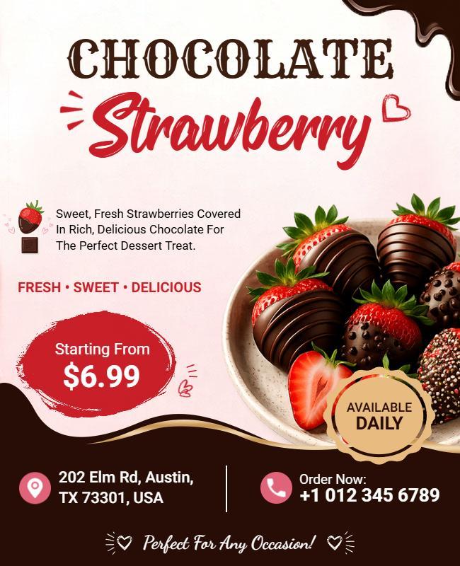 Chocolate Covered Strawberry Promotion Poster Template