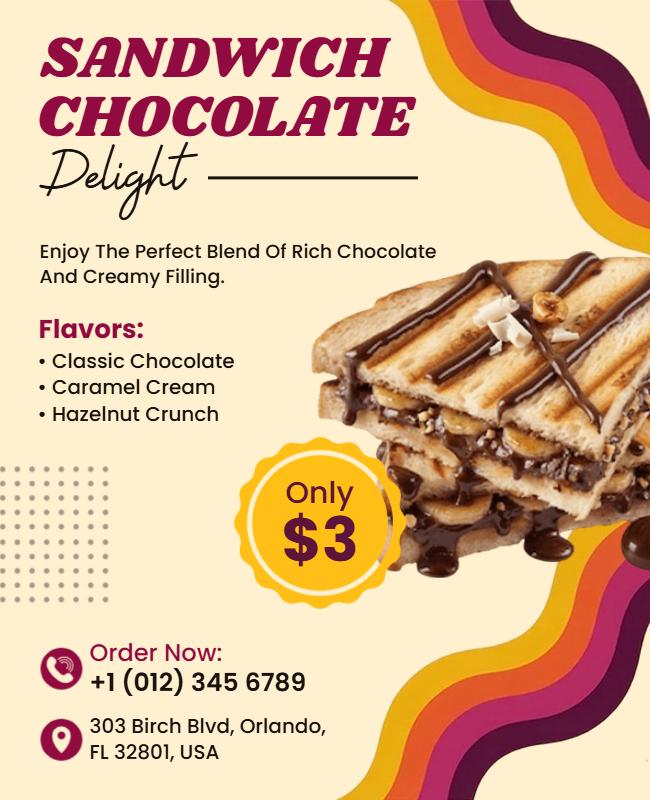 Chocolate Sandwich Dessert Promotion Flyer Template