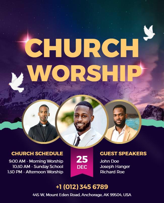 Christian Worship Event Announcement Flyer Template