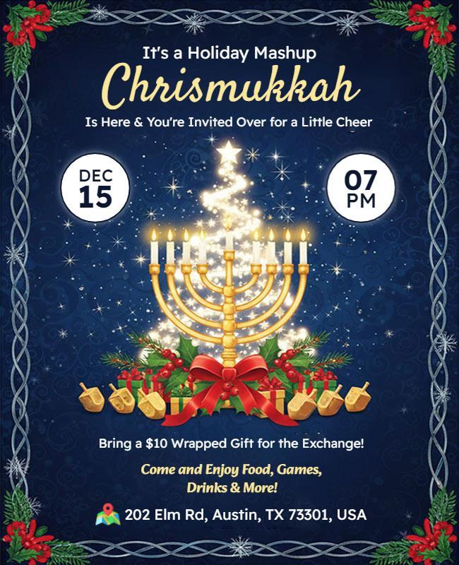 Christmas and Hanukkah Mashup Event Flyer Template