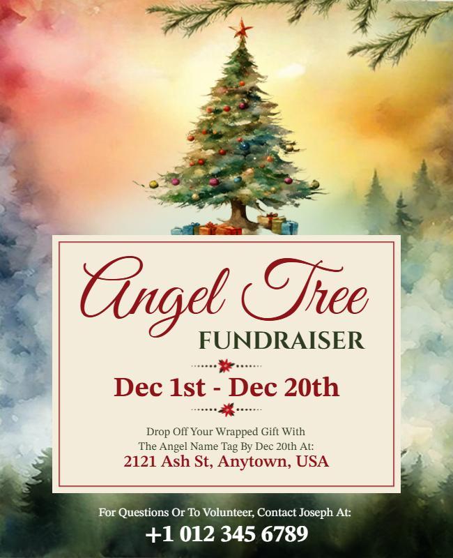 Christmas Angel Tree Fundraiser Flyer Template