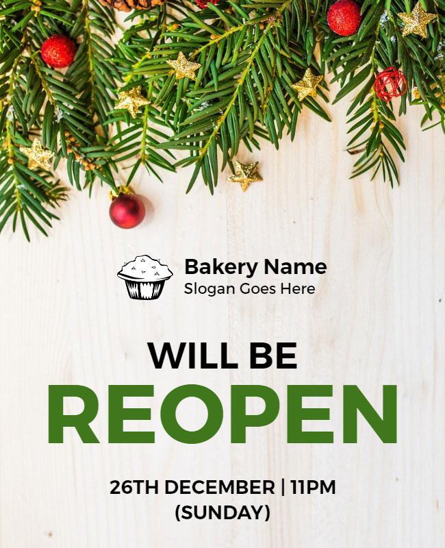 Christmas Bakery Reopening Announcement Flyer Template