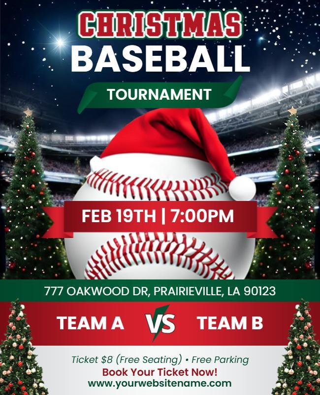 Christmas Baseball Tournament Event Flyer Template