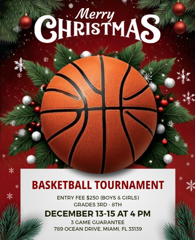 Christmas Basketball Tournament Event Flyer Template