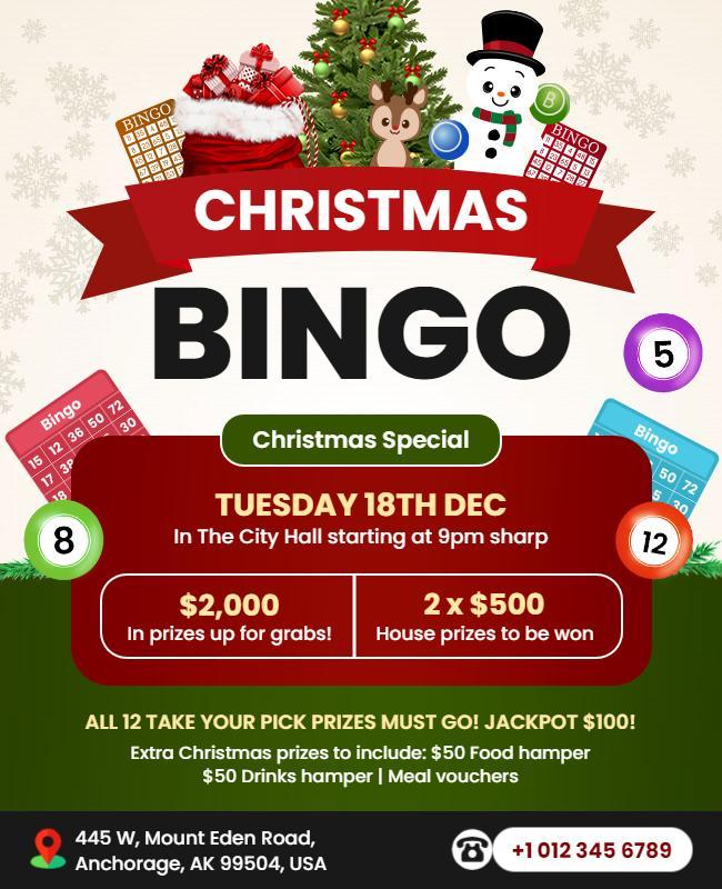 Christmas Bingo Game Event Flyer Template