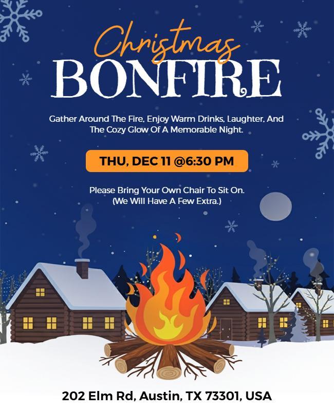 Christmas Bonfire Celebration Event Flyer Template