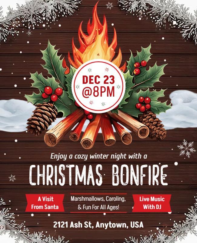 Christmas Bonfire Event with Santa Flyer Template