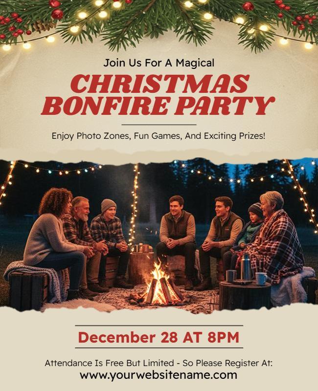 Christmas Bonfire Party Event Flyer Template