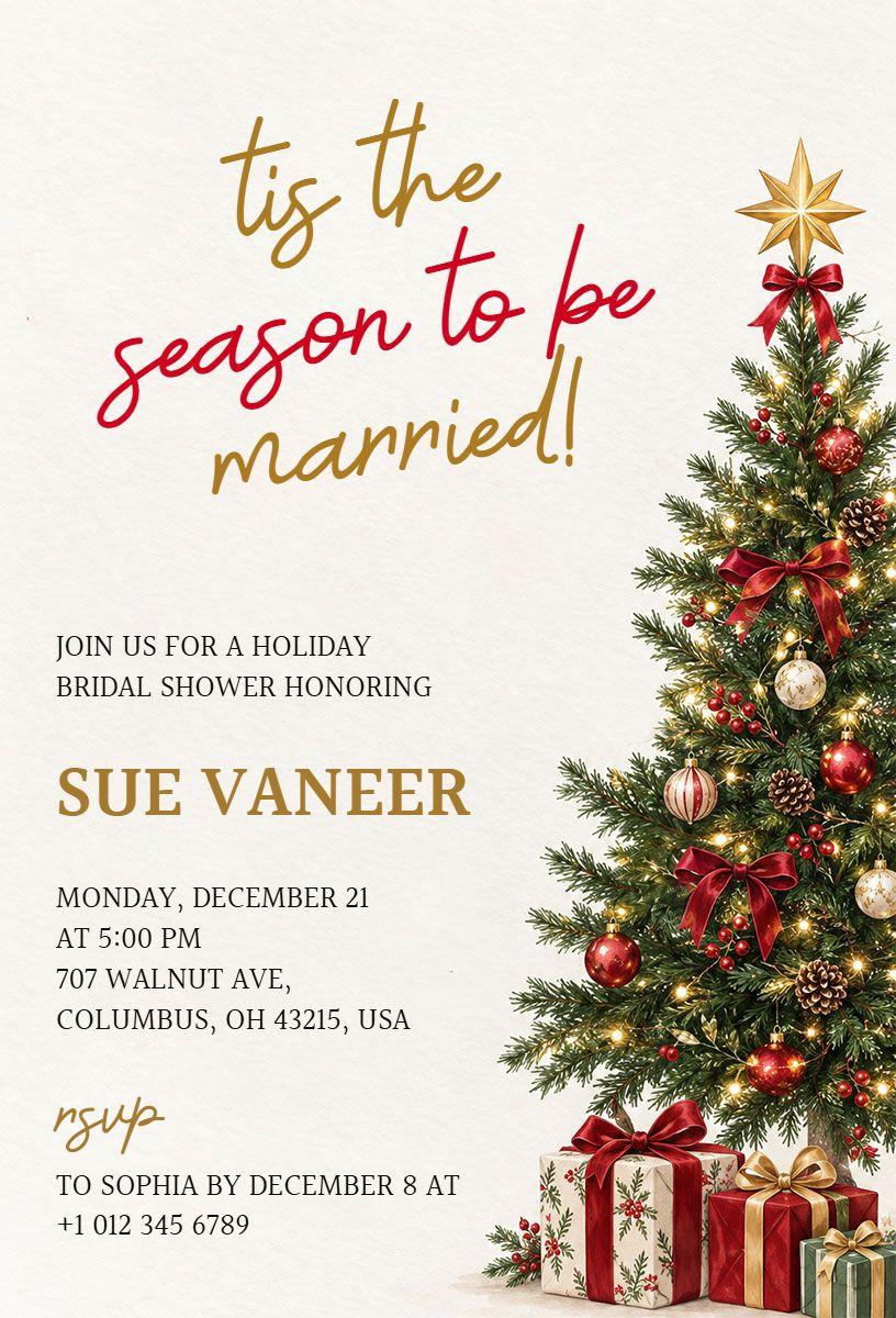 Christmas Bridal Shower Gathering Invitation Template