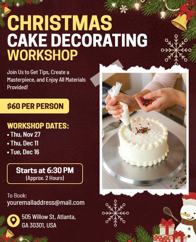 Christmas Cake Decorating Workshop Flyer Template